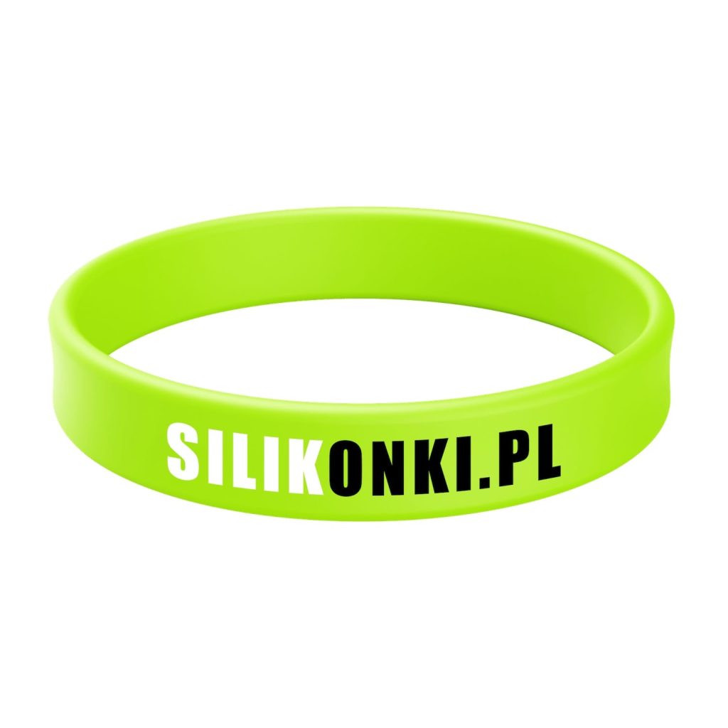 Opaska silikonowa z fluorescencyjna z nadrukiem w 2 kolorach