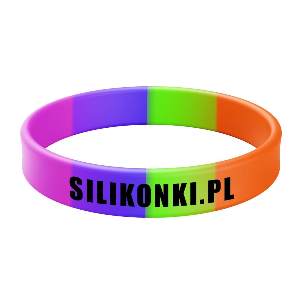 Wielokolorowa opaska silikonowa segmentowa z nadrukiem 1 kolor