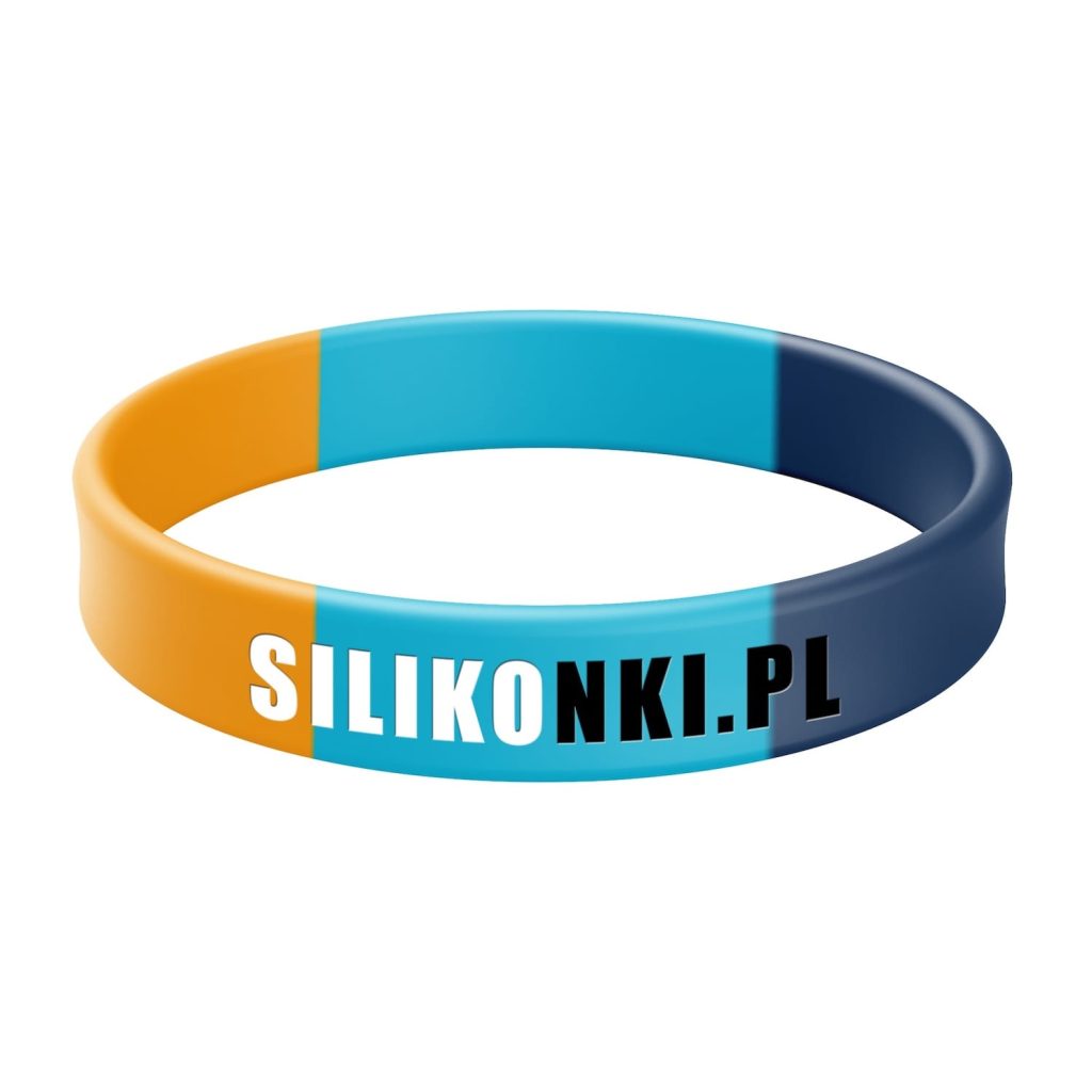 Opaska silikonowa segmentowa z tłoczeniem wklęsłym i wypełnieniem 2 kolory