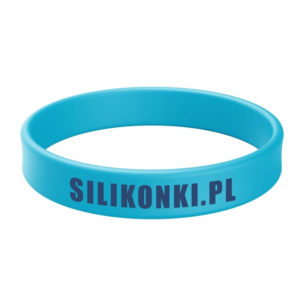 Niebieska opaska silikonowa z nadrukiem