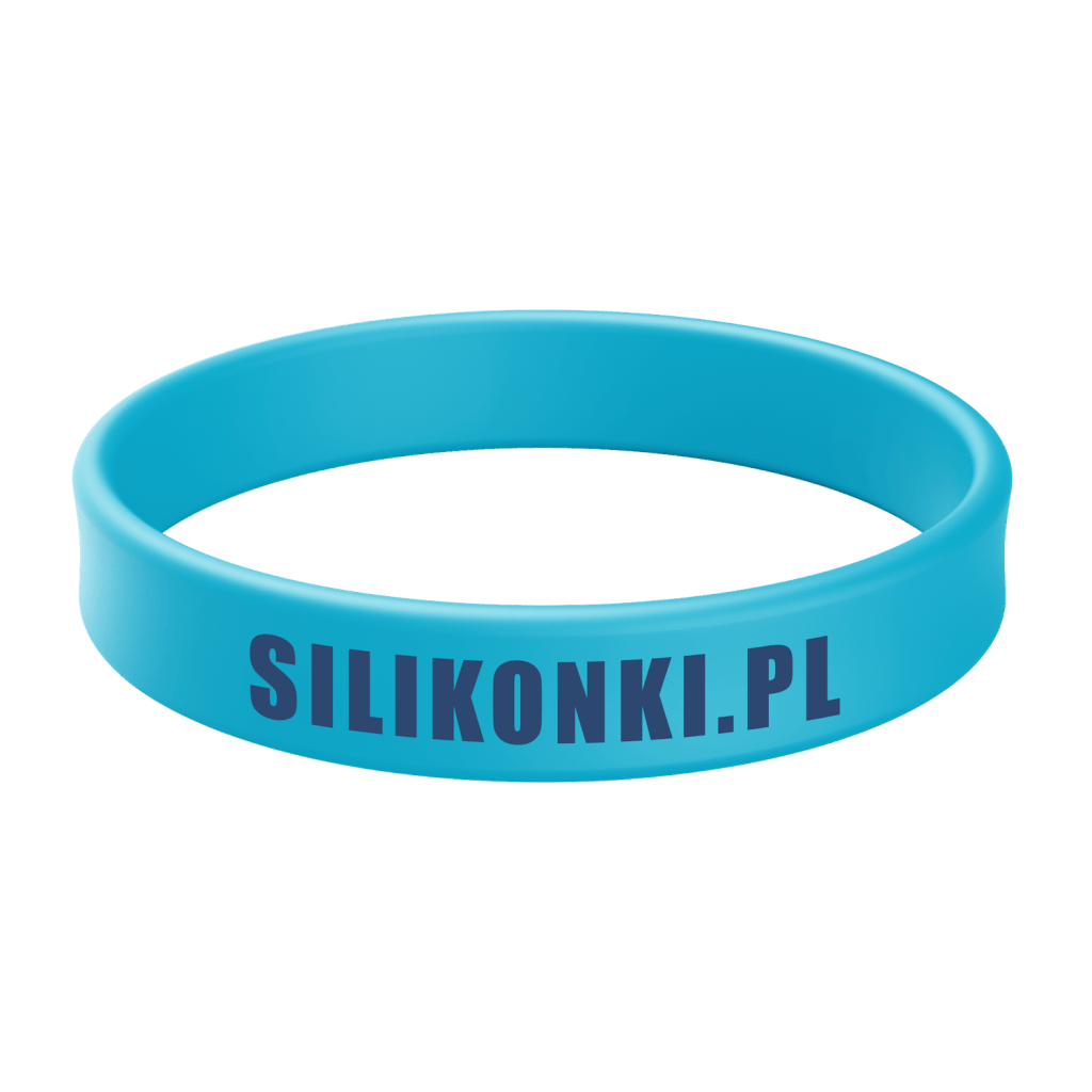 Niebieska opaska silikonowa z nadrukiem
