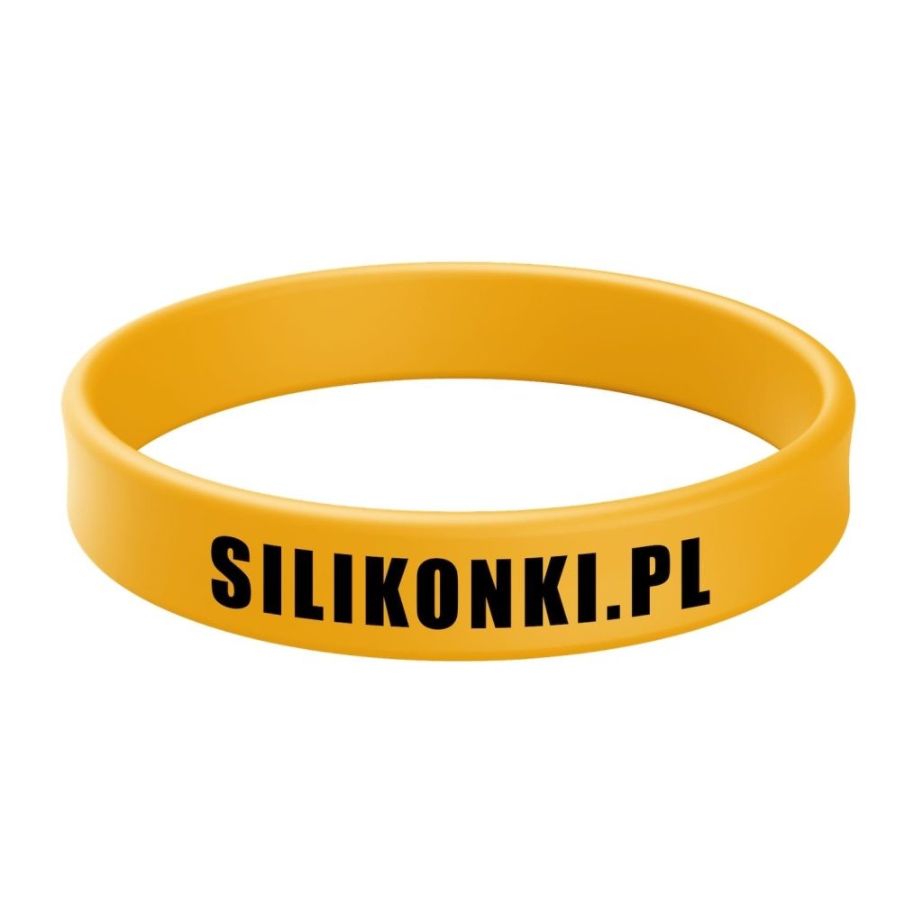 Żółta opaska silikonowa z czarnym nadrukiem