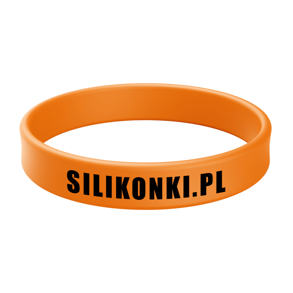 Pomarańczowa opaska silikonowa z nadrukiem 1 kolor
