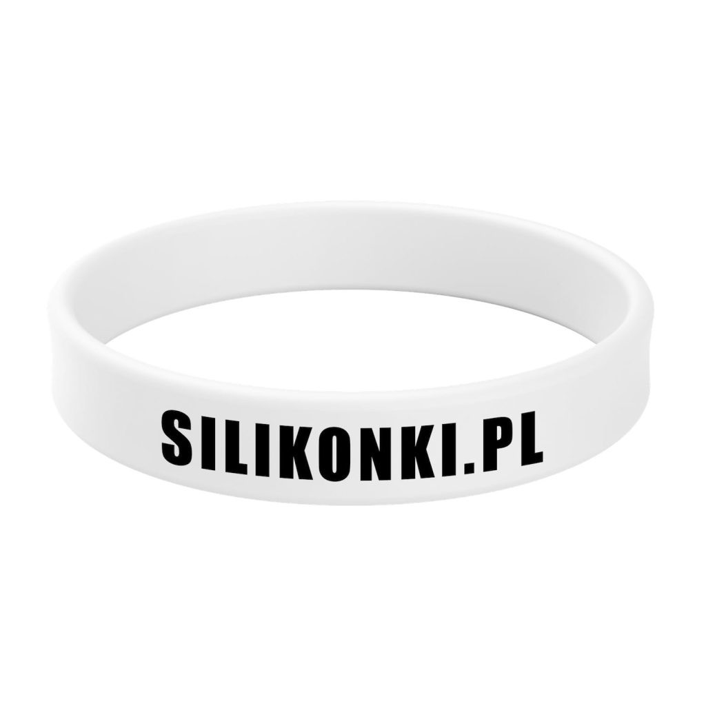 Biała opaska silikonowa z nadrukiem 1 kolor