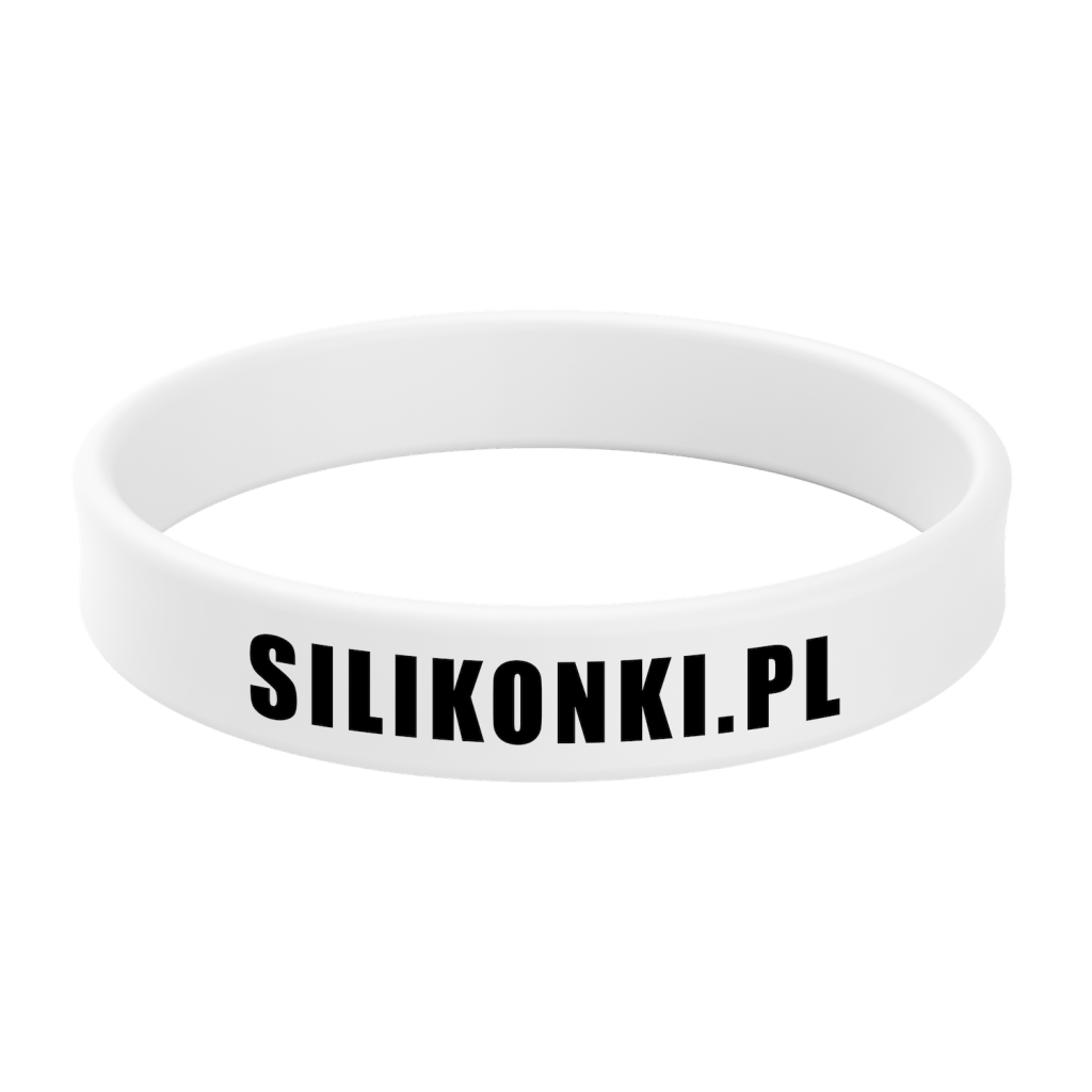 Biała opaska silikonowa z nadrukiem 1 kolor