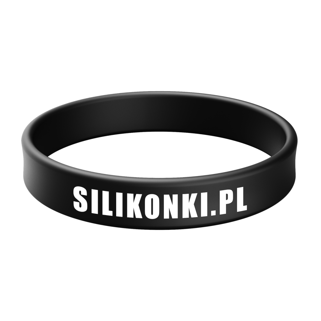Czarna opaska silikonowa z nadrukiem 1 kolor