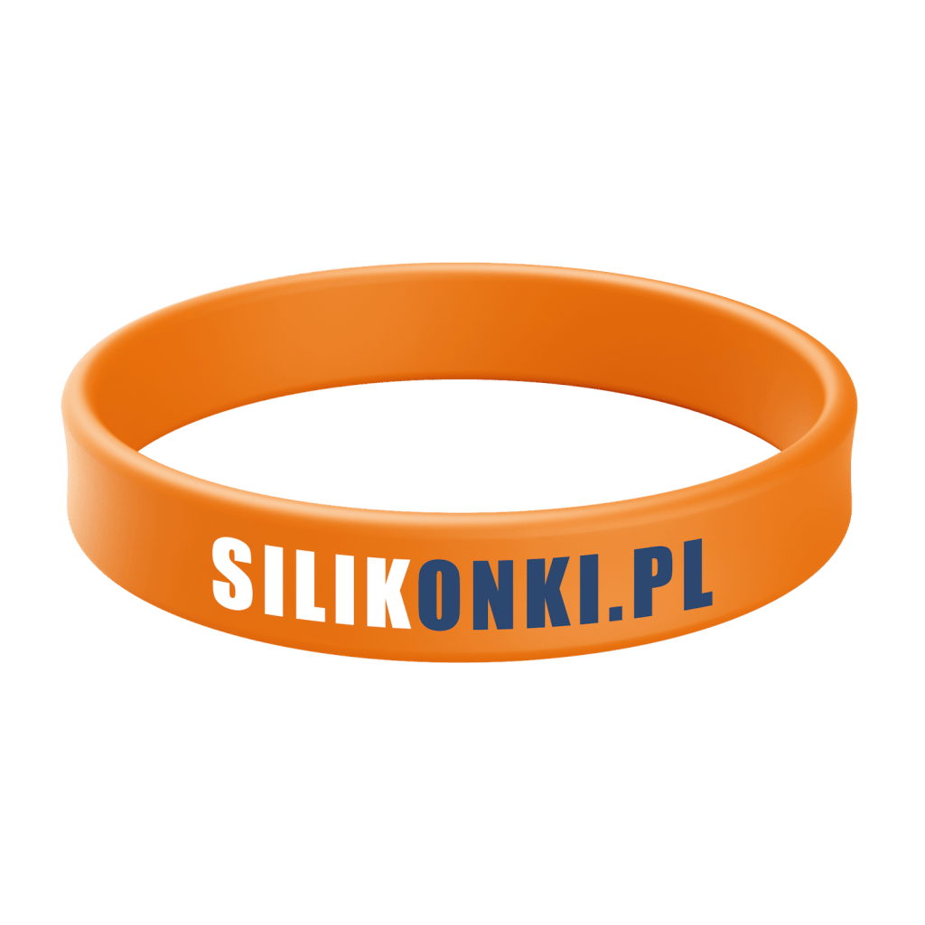Pomarańczowa opaska silikonowa z nadrukiem w 2 kolorach