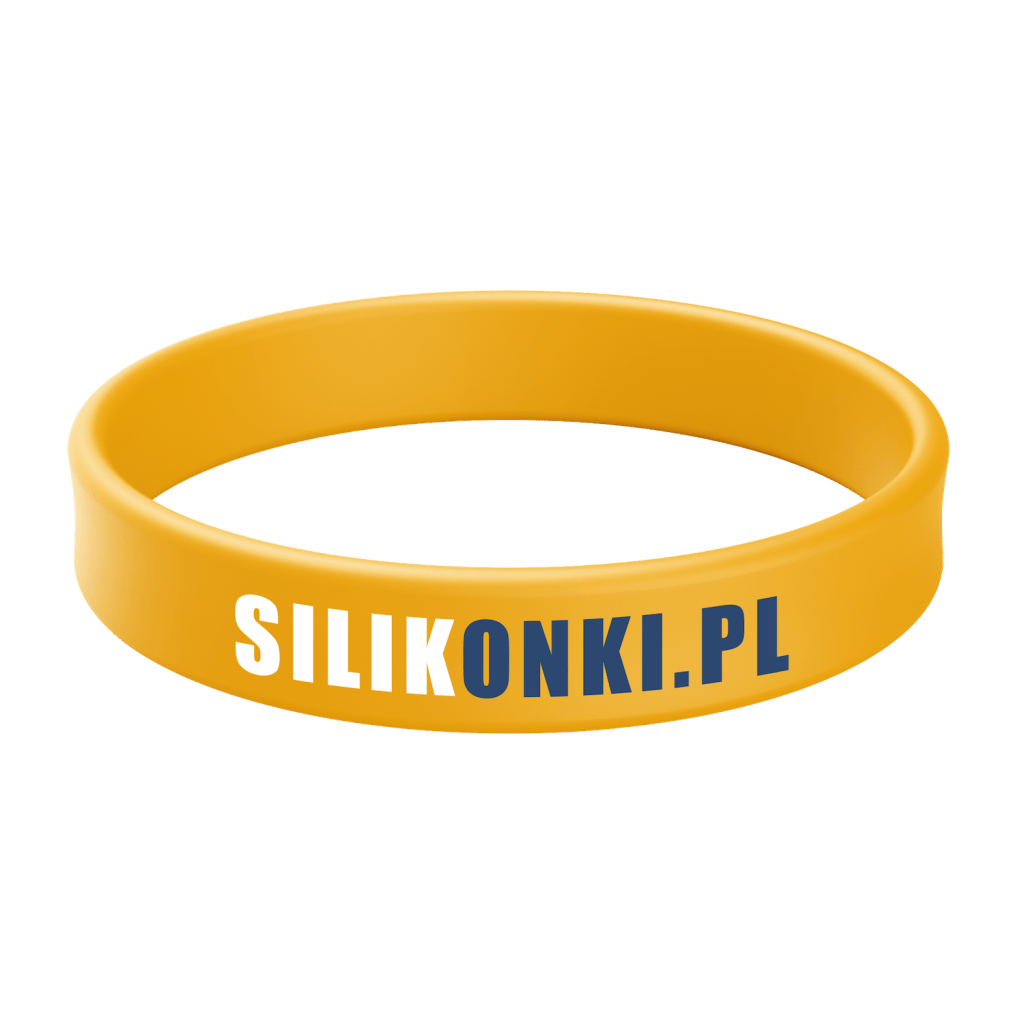 Żółta opaska silikonowa z nadrukiem w 2 kolorach