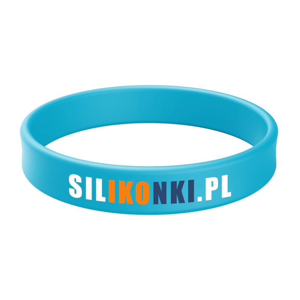 Niebieska opaska silikonowa z nadrukiem w 3 kolorach