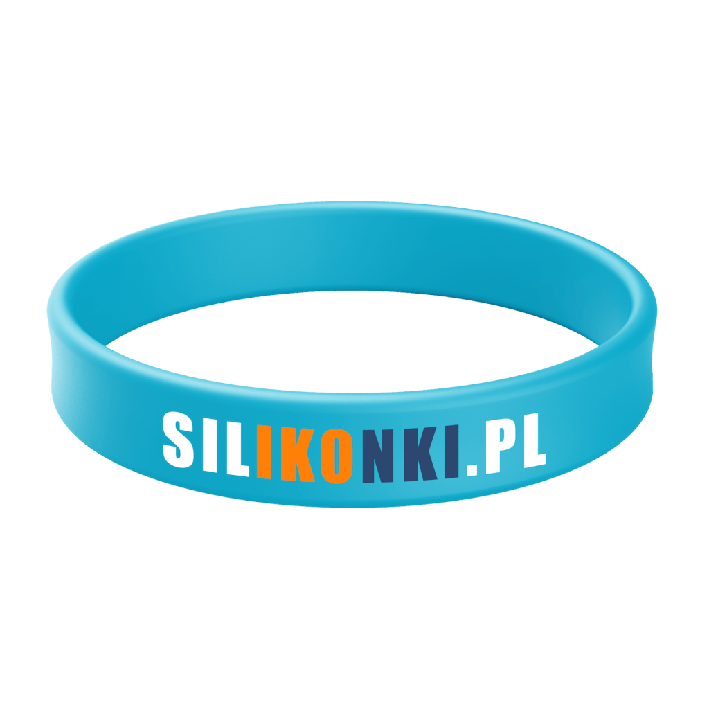 Niebieska opaska silikonowa z nadrukiem w 3 kolorach