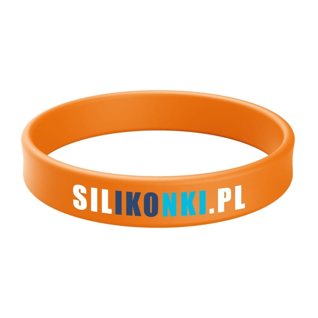 Pomarańczowa opaska silikonowa z nadrukiem w 3 kolorach
