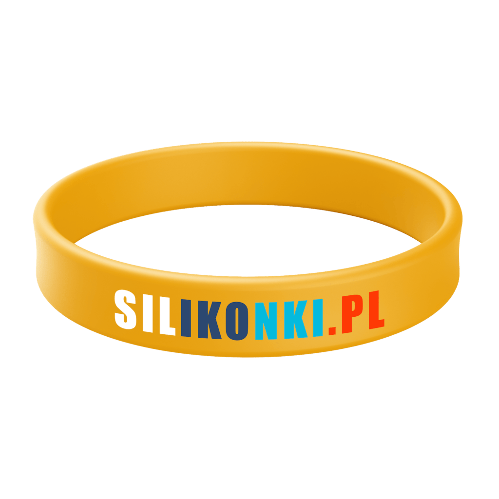 Żółta opaska silikonowa z nadrukiem w 4 kolorach