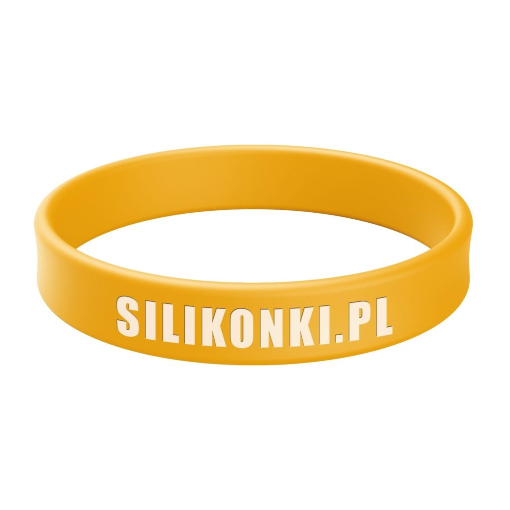 Żółta opaska silikonowa z tłoczeniem wklęsłym i wypełnieniem w 1 kolorze