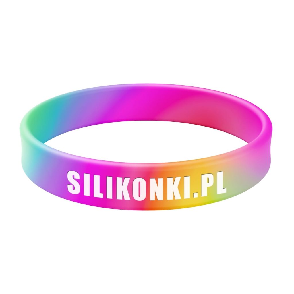 Opaska silikonowa typu swirl z tłoczeniem wklęsłym i białym nadrukiem