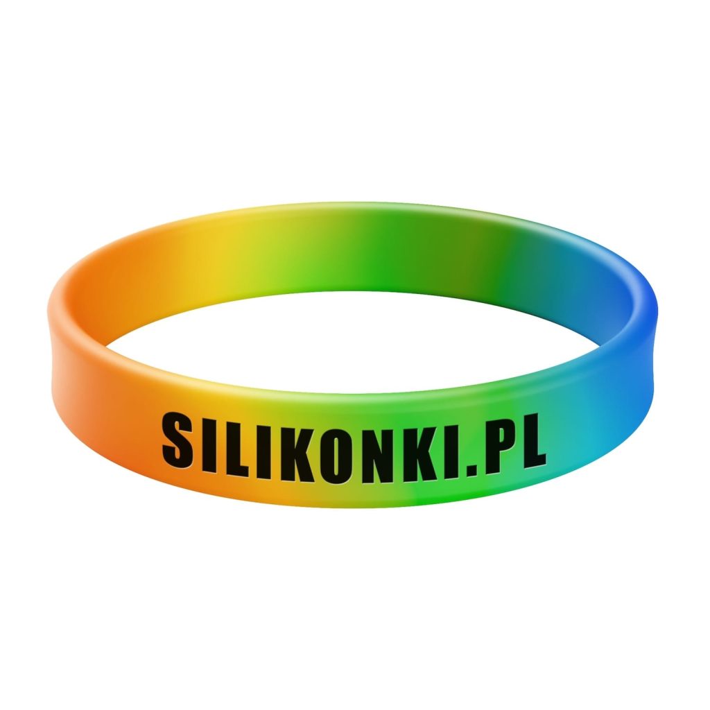 Opaska silikonowa typu swirl z tłoczeniem wklęsłym i czarnym nadrukiem