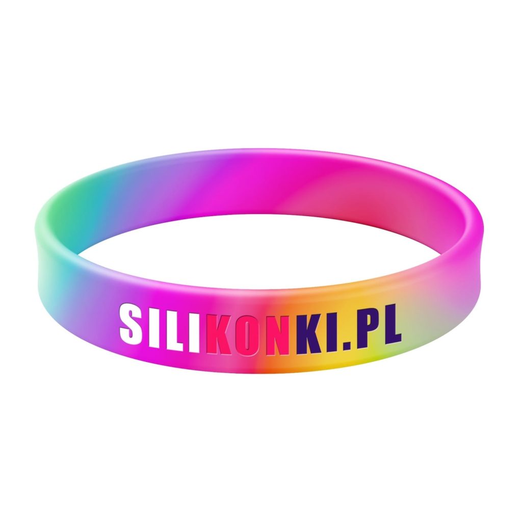 Opaska silikonowa typu swirl z tłoczeniem wklęsłym i nadrukiem w 3 kolorach