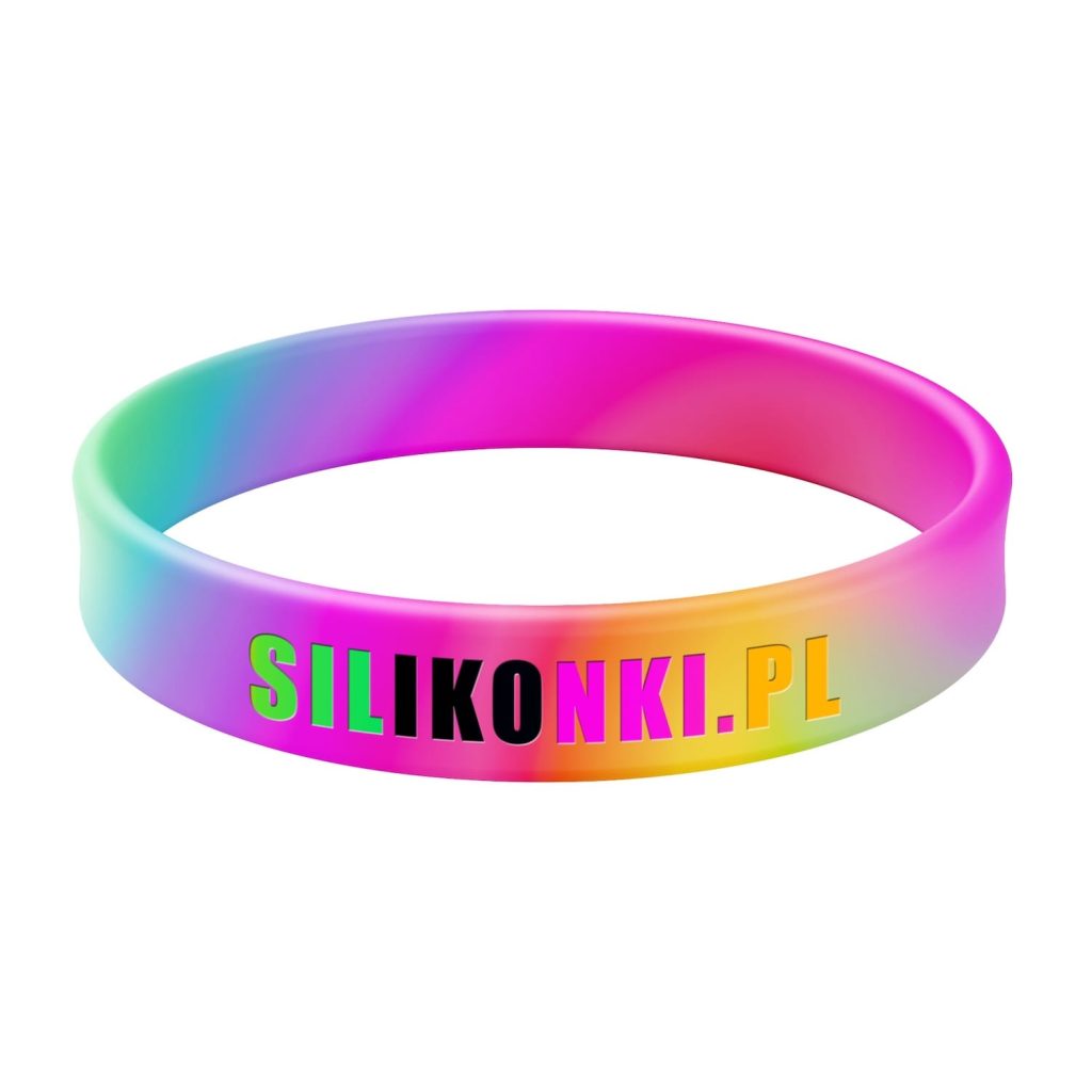 Opaska silikonowa swirl z tłoczeniem wklęsłym i wypełnieniem napisu w 4 kolorach