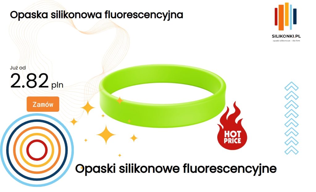 Opaska silikonowa fluorescencyjna w różnych kolorach