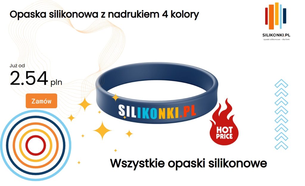 Opaska silikonowa z nadrukiem w czterech kolorach