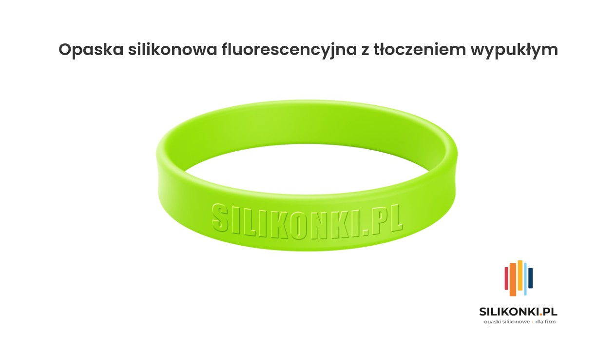 Fluorescencyjna opaska silikonowa z tłoczeniem wypukłym