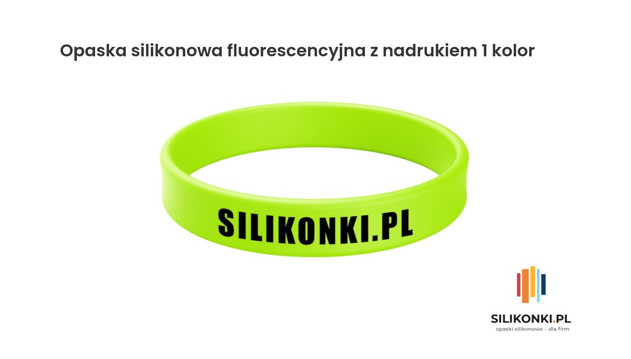 Fluorescencyjna opaska silikonowa z nadrukiem jednokolorowym