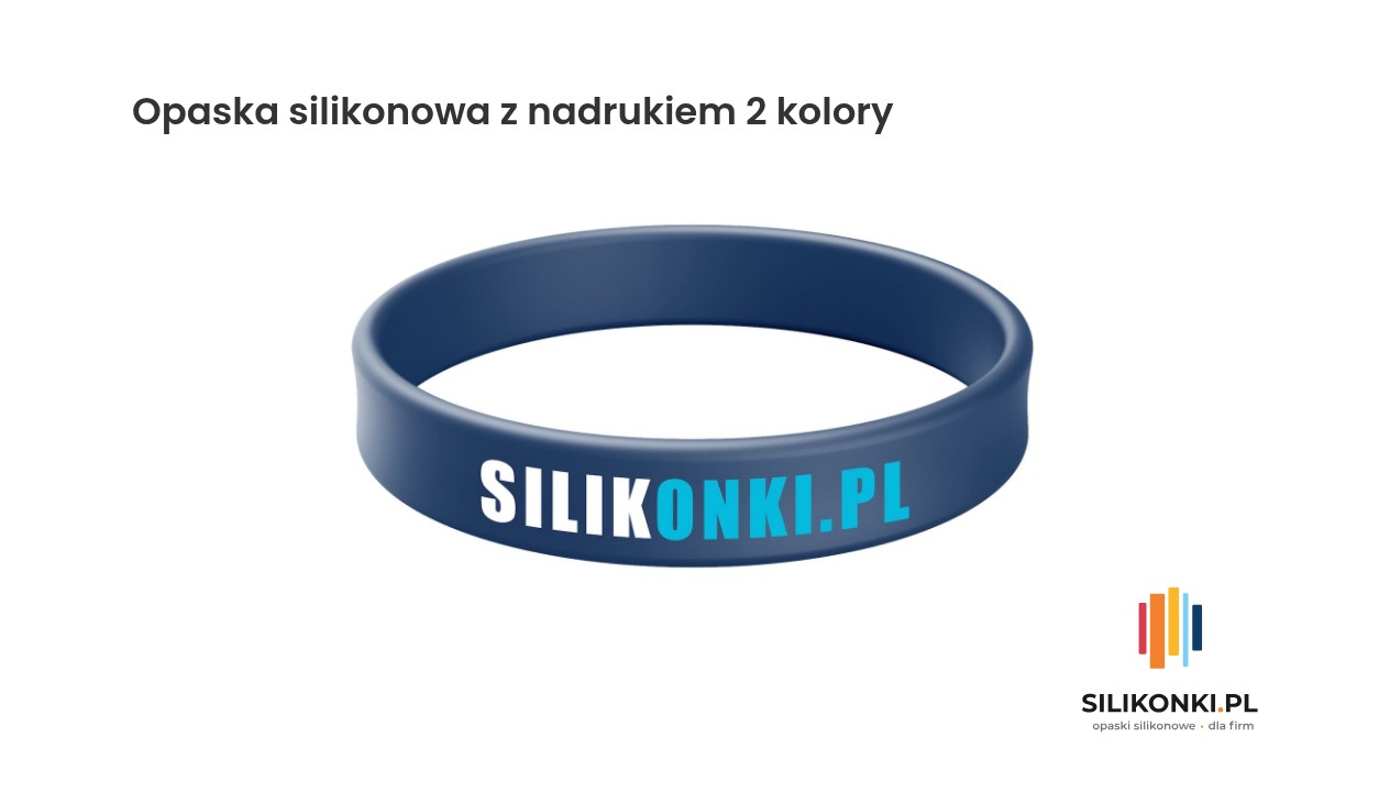 Opaska silikonowa z nadrukiem 2 kolory Opaska silikonowa z nadrukiem w dwóch kolorach