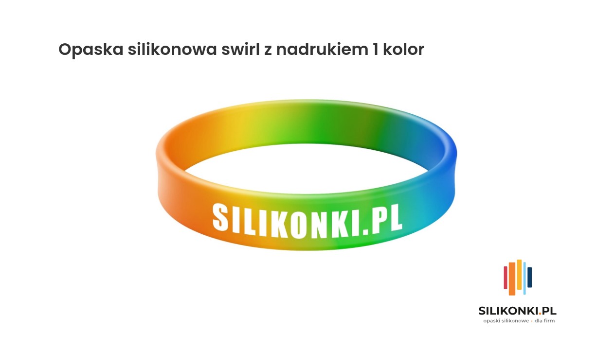 Opaska silikonowa swirl z nadrukiem 1 kolor Opaska silikonowa swirl z jednokolorowym nadrukiem