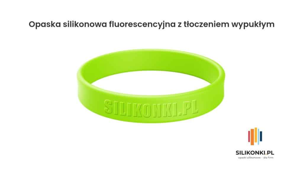 Opaska silikonowa fluorescencyjna z tłoczeniem wypukłym