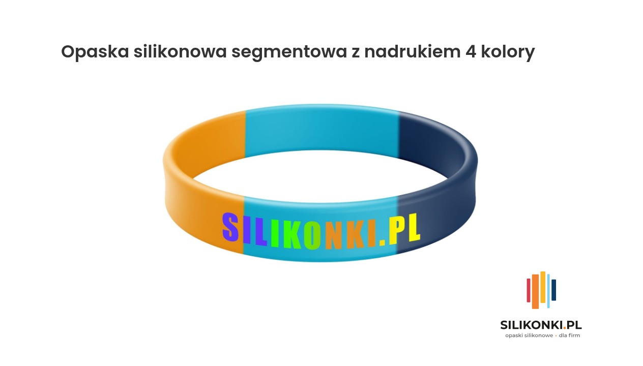 Opaska silikonowa segmentowa z nadrukiem 4 kolory Opaska silikonowa segmentowa z nadrukiem 4 kolory