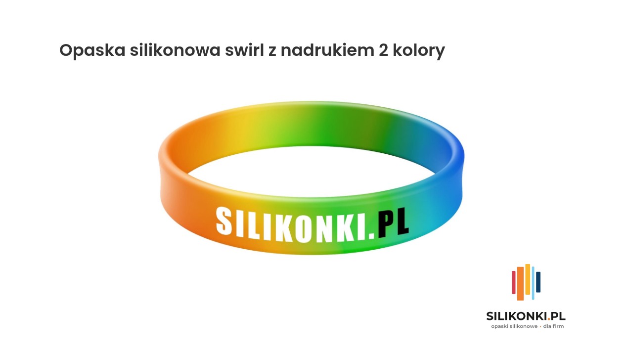 Opaska silikonowa swirl z nadrukiem 2 kolory Opaska silikonowa swirl w dwóch kolorach z nadrukiem