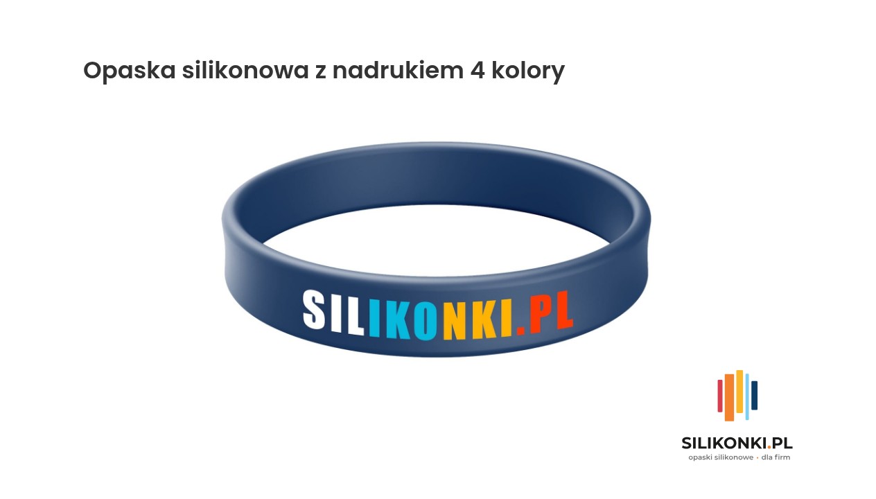 Opaska silikonowa z nadrukiem 4 kolory Opaska silikonowa z nadrukiem w czterech kolorach