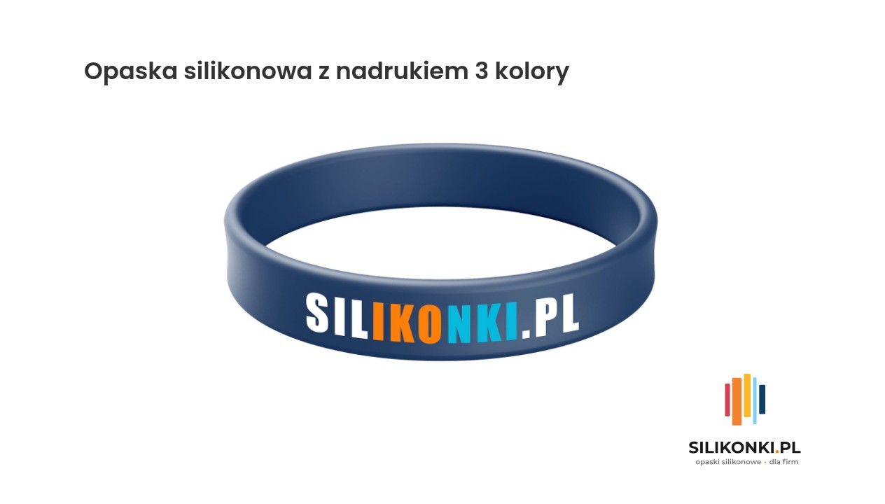 Opaska silikonowa z nadrukiem 3 kolory Opaska silikonowa z nadrukiem trzech kolorów